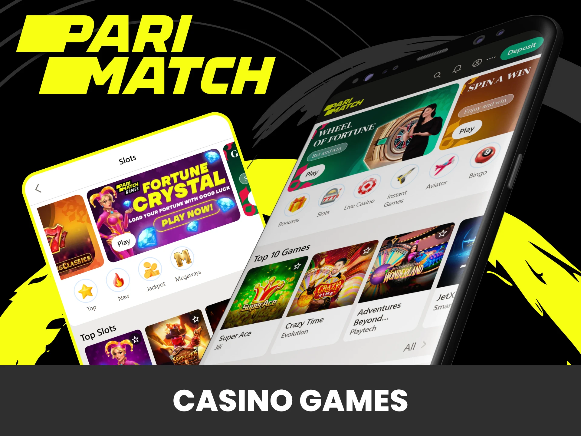 By going to the casino section of the Parimatch application you will find many games.