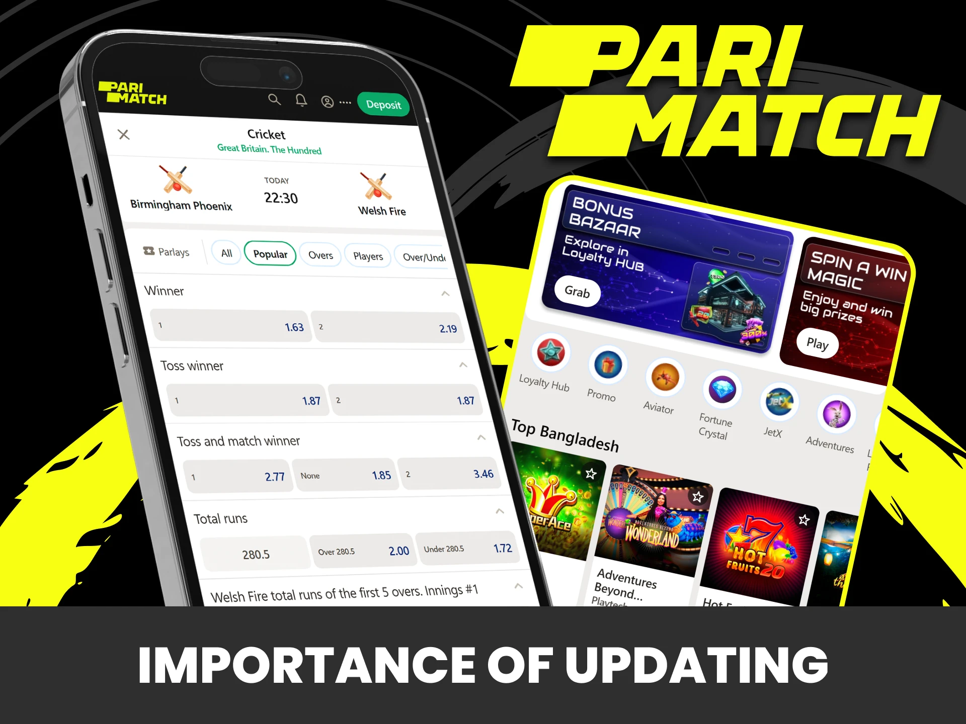It is imperative to update the Parimatch application.
