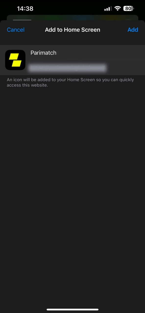 Install the Parimatch app for iOS.
