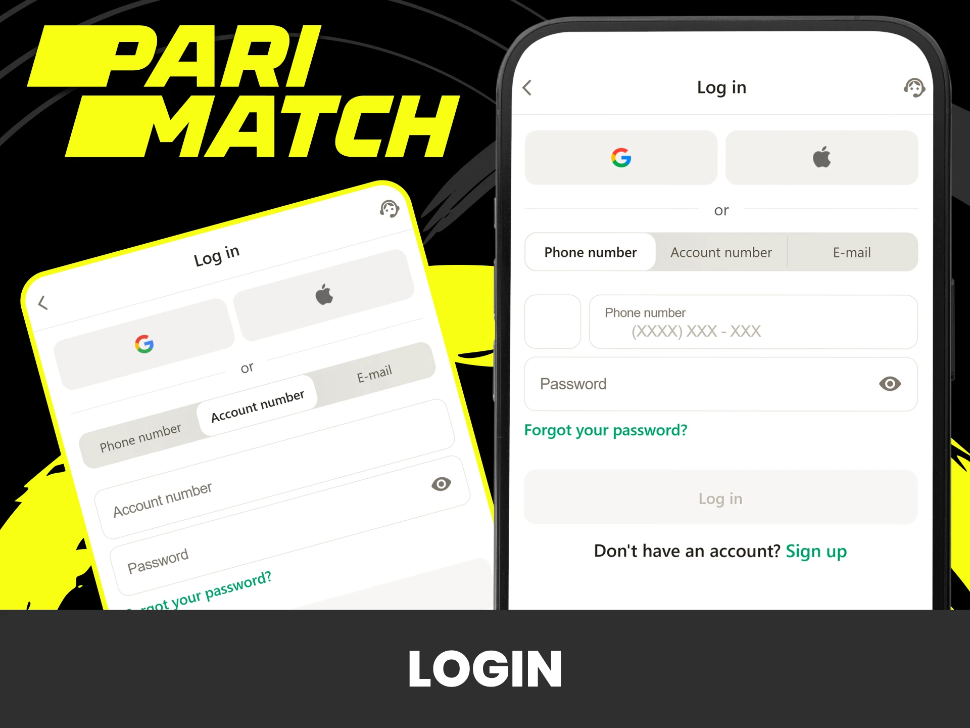 Log in to your personal account in the Parimatch application.