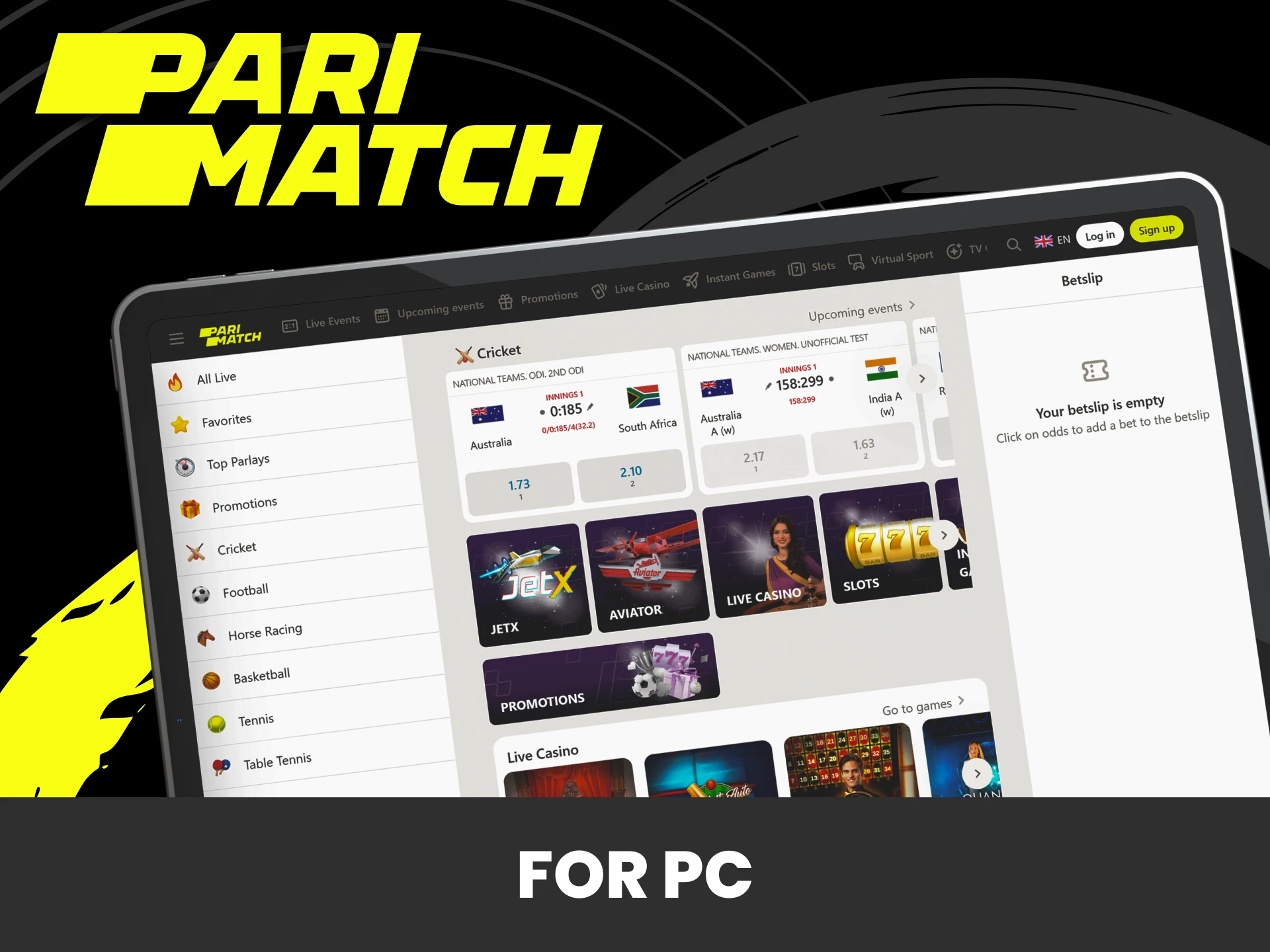 Download the parimatch application for PC.