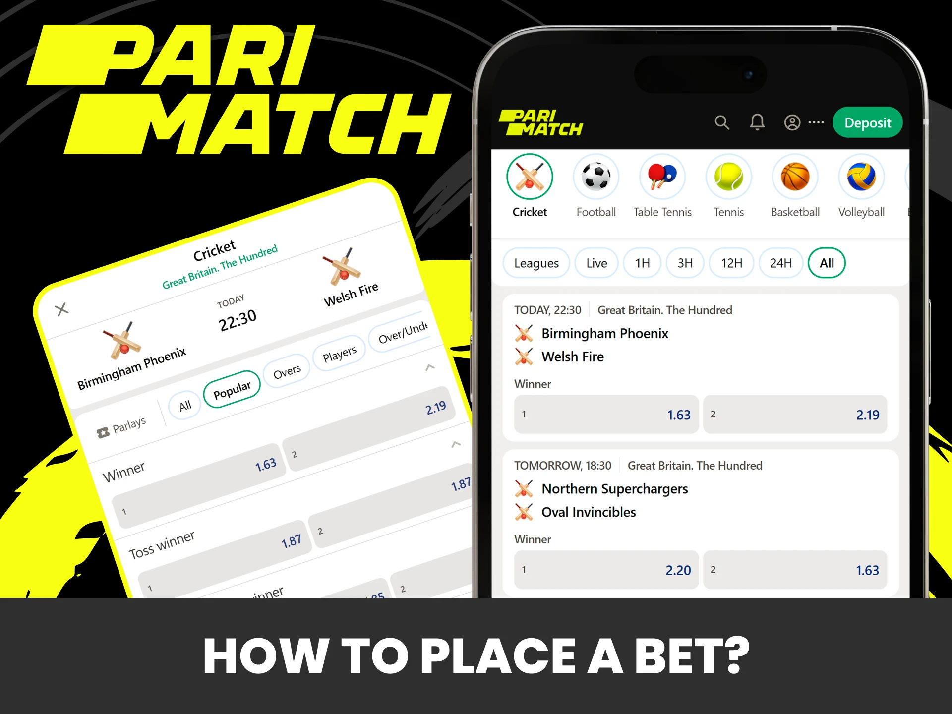 Go to the sports section of the Parimatch betting app.