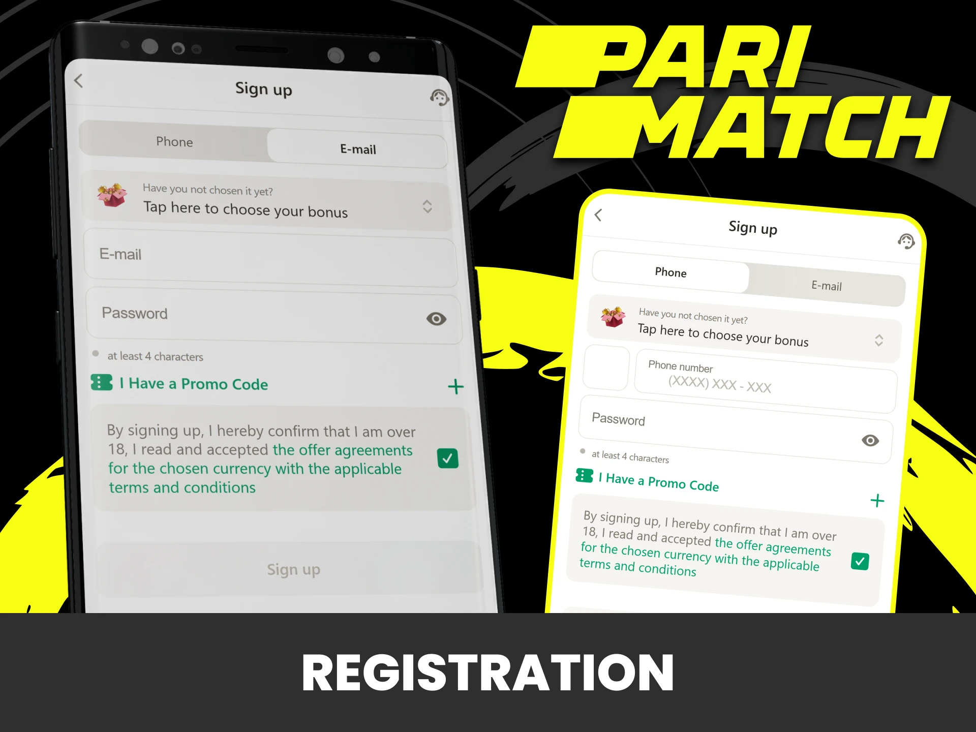 You can register in the Parimatch application.