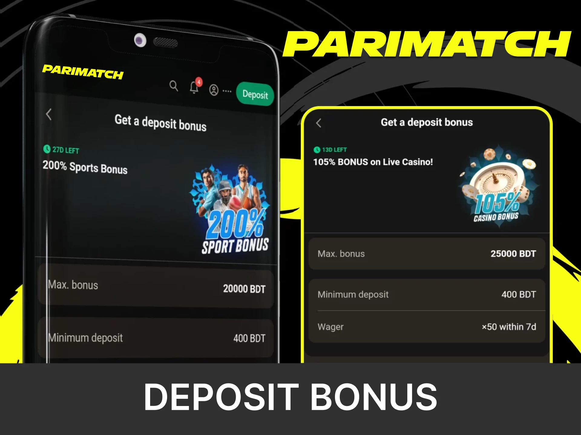 By replenishing your deposit in the Parimatch application, you receive bonuses.