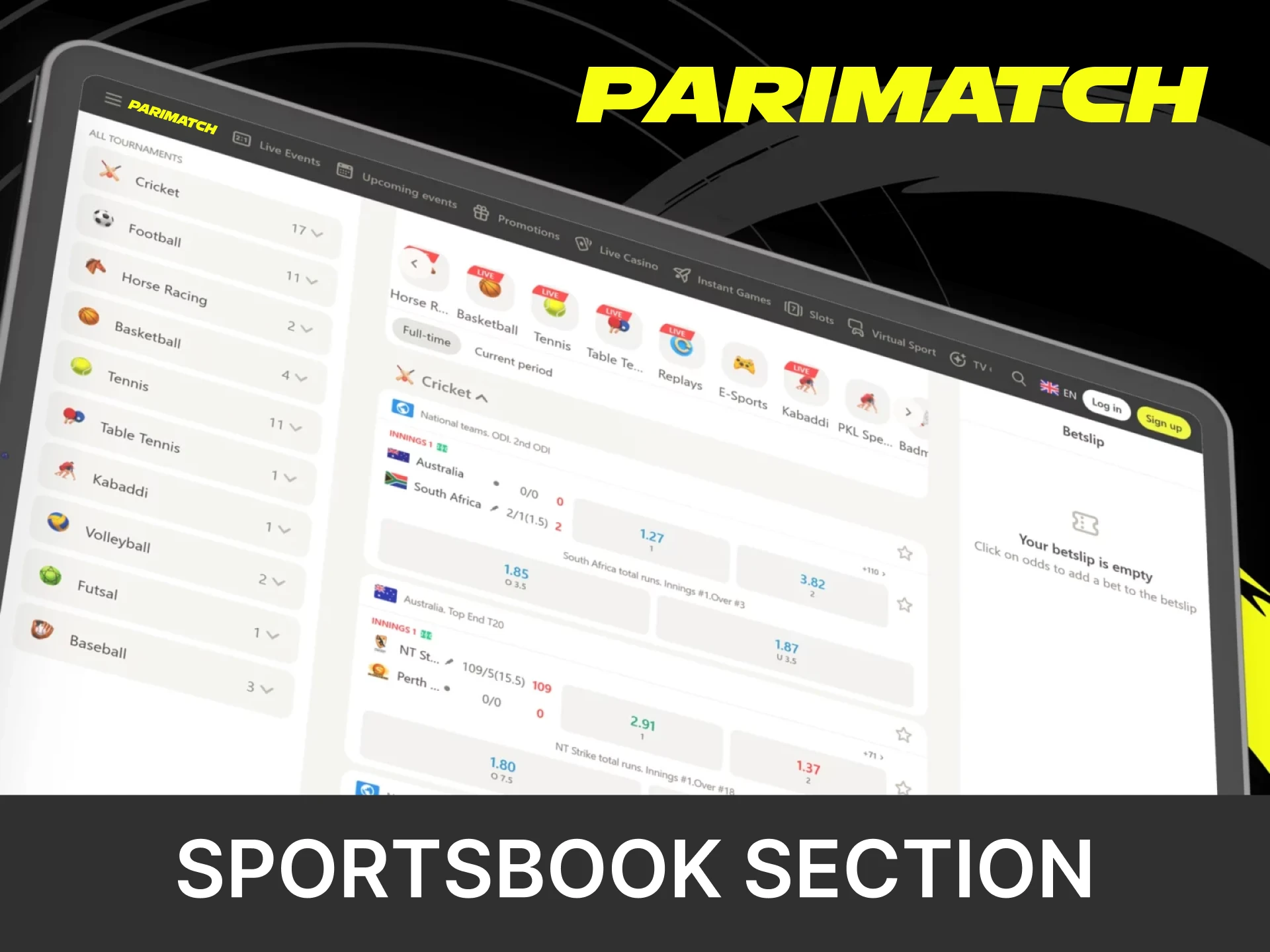 Visit the sports section of the Parimatch website.