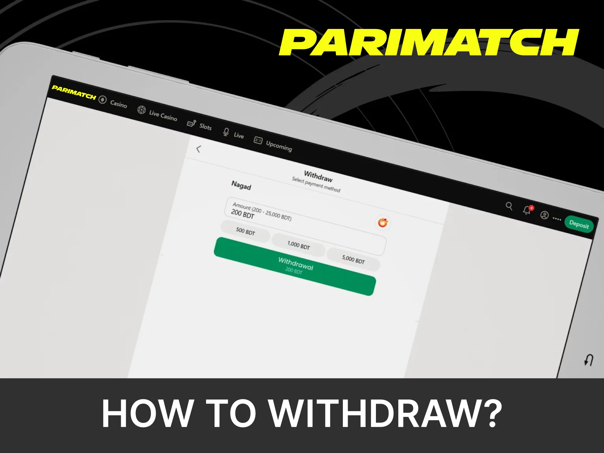 Withdraw funds in a convenient way to Parimatch.