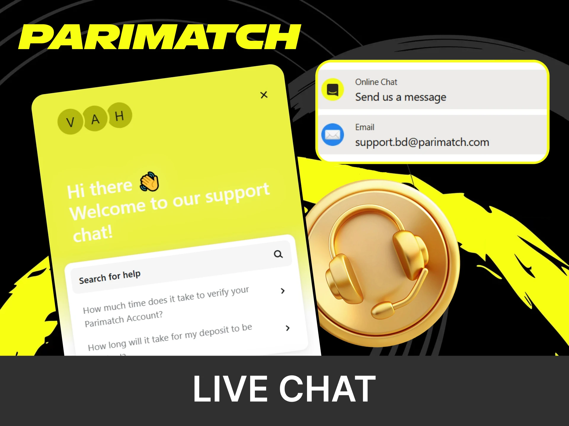 On-site chat works day and night at Parimatch.