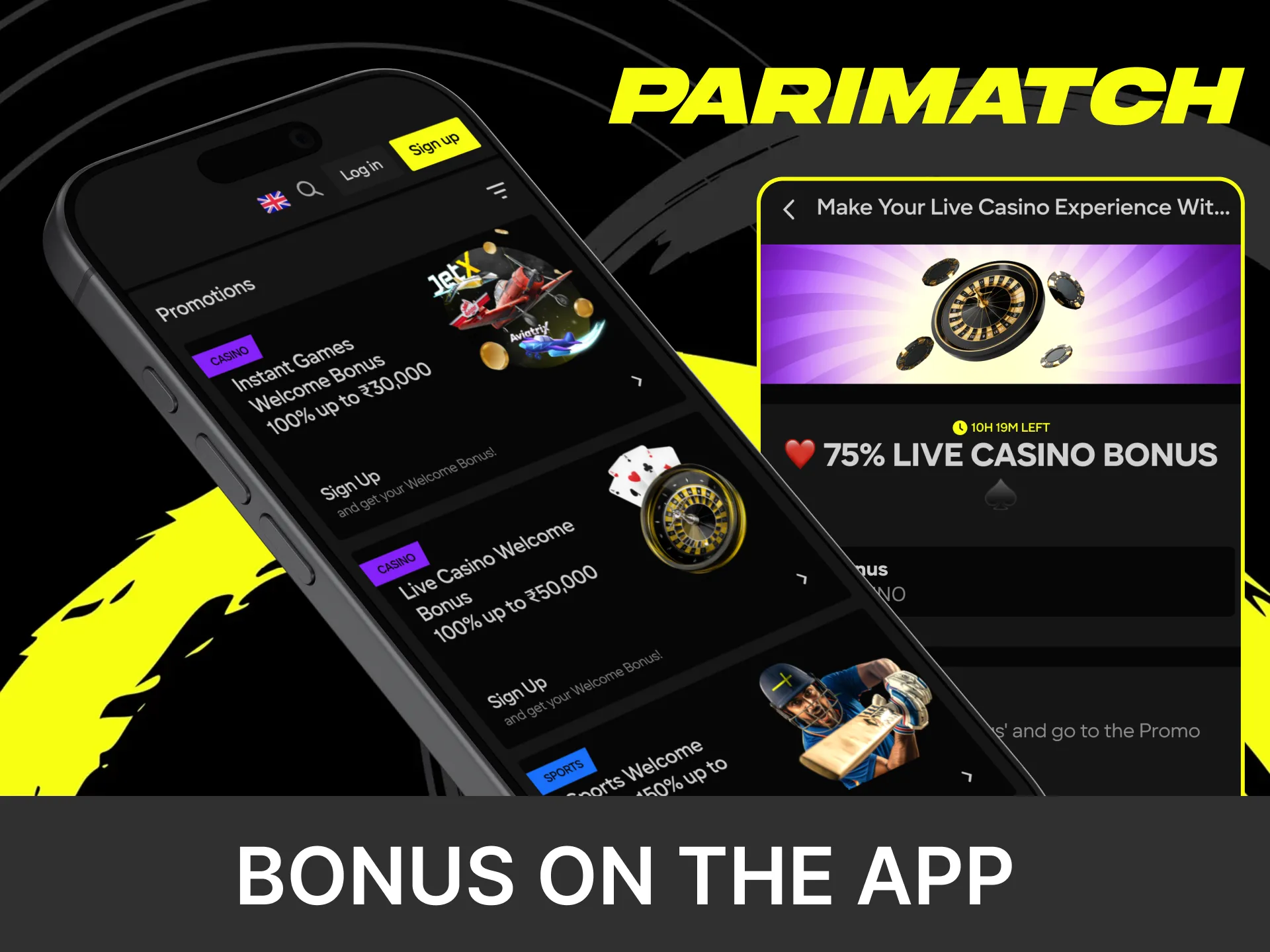 You can use bonuses in the Parimatch application.