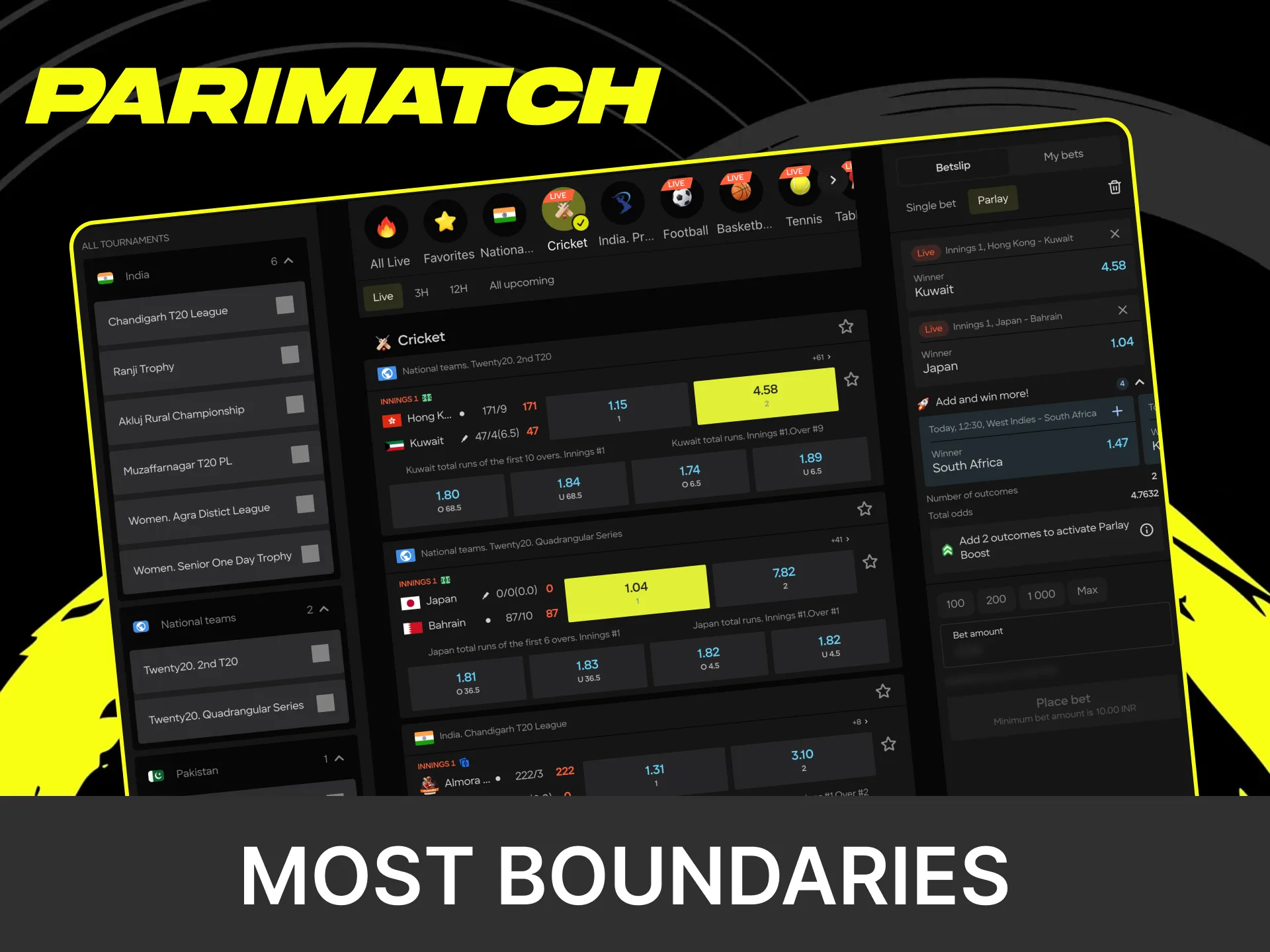 Try to guess which team gets the most fours or sixes.